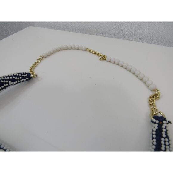 Vintage Navy & White Beaded Geometric Pattern Purse Hand Made Hong Kong 1960s - Picture 3 of 6